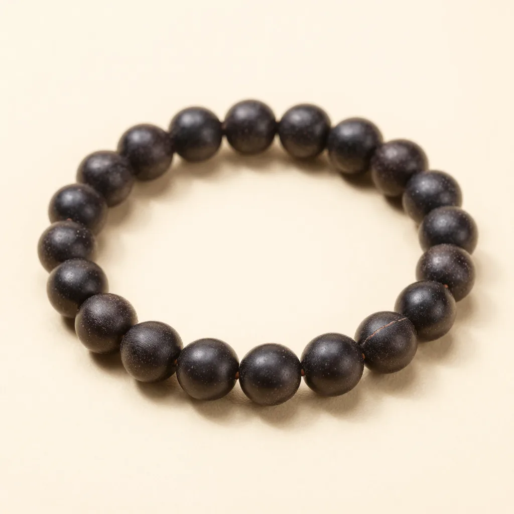 A sand açaí seed bracelet on a light background